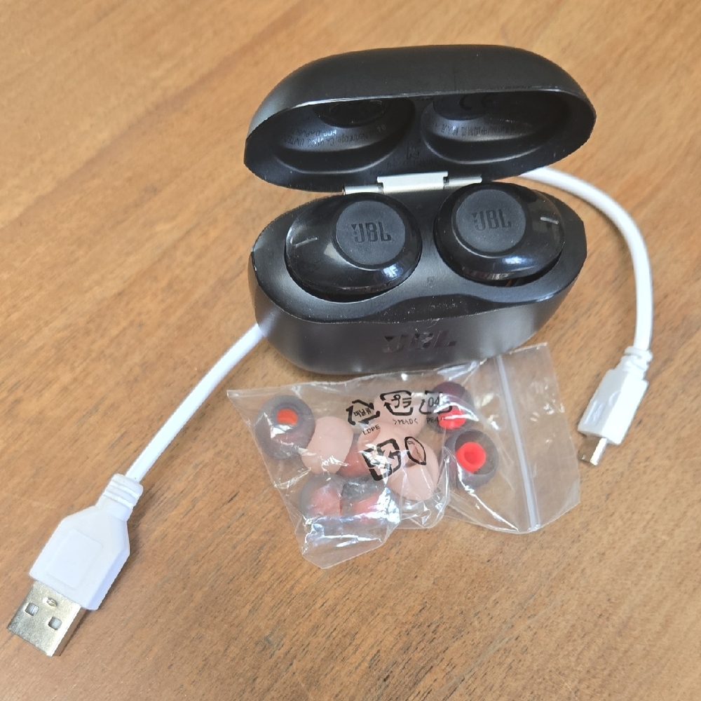 JBL Black Wireless Earbuds with Accessories